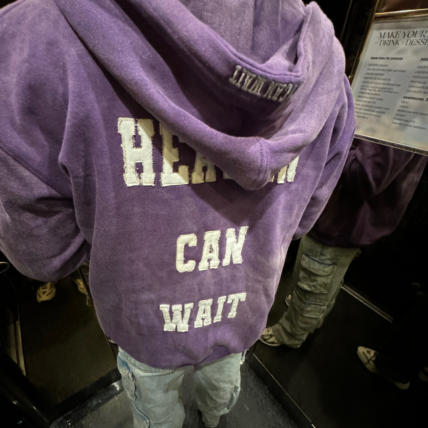 'HEAVEN CAN WAIT' zipper hoodie (purple)