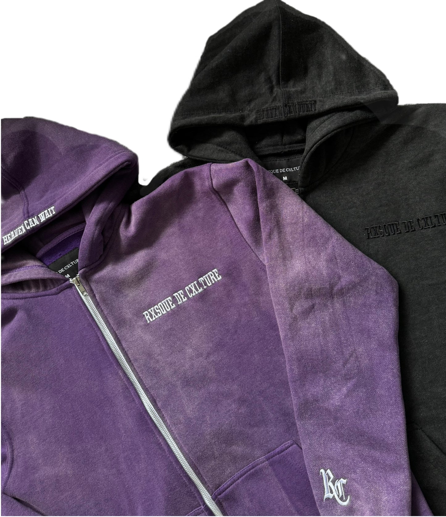 'HEAVEN CAN WAIT' zipper hoodie (purple)